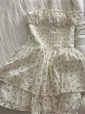 Girls Cream Floral Tiered Sundress